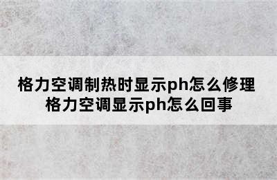 格力空调制热时显示ph怎么修理 格力空调显示ph怎么回事